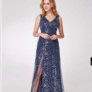 Ever-Pretty blue dress with flowers
